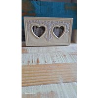 Doppelrahmen Holz Mit Zwei Herzen - Hellgelb Beige Vintage Doppelrahmen Holz Mit Zwei Herzen - Hellgelb Beige Vintage von JulesLaedchen