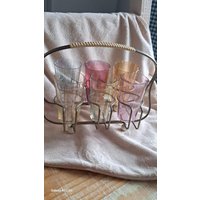 Gestell Mit 6 X Farbige Kleine Gläser - 50-60Iger Jahre Vintage von JulesLaedchen