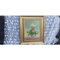 Grösseres Ölgemälde Feldblumen in Kugelvase Mit Breitem Goldrahmen von JulesLaedchen