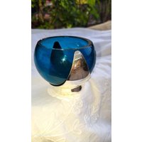 Kugelbehälter Vase Glas Grün in Silberner Halterung von JulesLaedchen