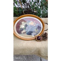 Vintage Tablett Oval Holz Mit Glasplatte Und Messinggriffen - Mitte Bild Blumenstrauß Vintage Tablett Oval Holz Mit Glasplatte Und Messinggriffen - Mitte Bild Blumenstrauß von JulesLaedchen