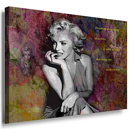 Julia-Art Leinwandbilder - Marilyn Monroe Hollywood Legend Bild 1 teilig - 120 mal 80 cm Leinwand auf Rahmen - sofort aufhängbar Wandbild XXL - Kunstdrucke QN169-6 von Julia-Art Leinwandbilder
