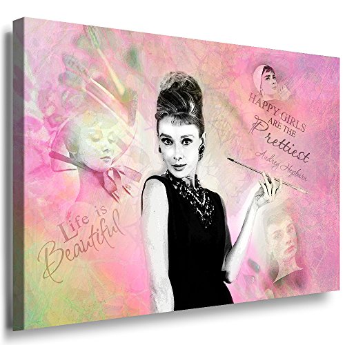 Julia-Art Bilder - Audrey Hepburn Wandbild Quotes Sprüche Zitate Leinwandbild XXL 40 x 30 cm - Große Sortiment - Kunstdrucke mit Haken sofort aufhängbar au-01-1 von Julia-Art Leinwandbilder