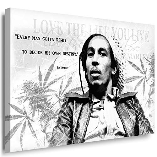 Julia-Art - Bilder Bob Marley Jamaika Leinwandbild - Sänger Legend Kunstdruck Wandbild XXL Kailrahmenbild Fertigbild 100 x 70 cm sw23-5 von Julia-Art Leinwandbilder