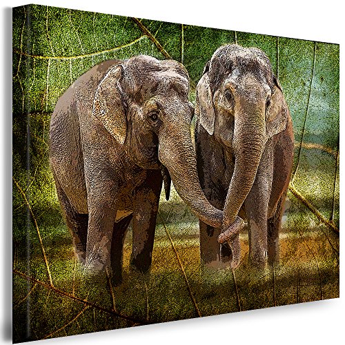 Julia-Art - Bilder Elefant Leinwand mit Keilrahmen 120 x 80 cm Leinwandbild XXL Wandbild Tiere Kunstdrucke Tierwelten Bild Wanddesign Wanddekoration c-642v-20 von Julia-Art Leinwandbilder