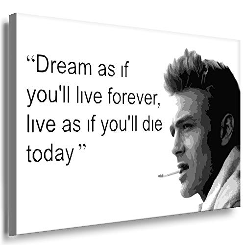 Julia-Art - Bilder James Dean Leinwandbild Porträt Zitat Quotes Schwarz-Weiß Kunstdruck 61 x 41 cm Wandbild XXL Kailrahmenbild Fertigbild SW05-6 von Julia-Art Leinwandbilder