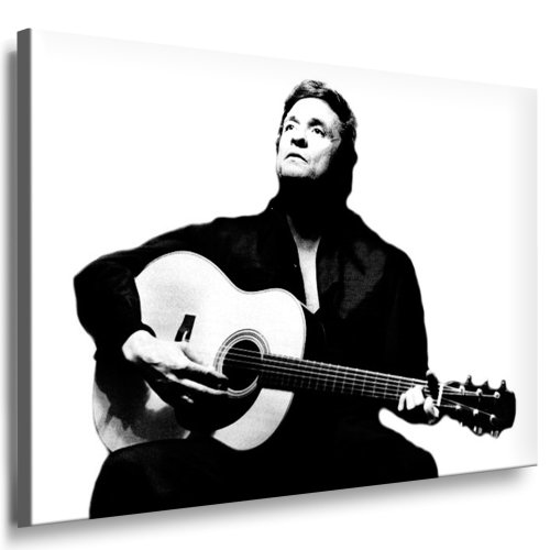 Julia-Art - Bilder Johnny Cash Leinwandbild Porträt Schwarz-Weiß Kunstdruck 71 x 51 cm Wandbild XXL Kailrahmenbild Fertigbild SW09-5 von Julia-Art Leinwandbilder