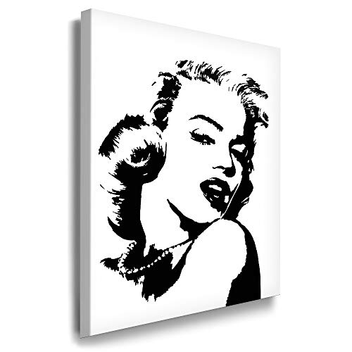 Julia-Art - Bilder Marilyn Monroe Leinwandbild Porträt Schwarz-Weiß Kunstdruck 81 x 61 cm Wandbild XXL Kailrahmenbild Fertigbild SW11-4 von Julia-Art Leinwandbilder