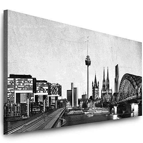 Julia-Art Leinwandbilder - 100 mal 40 cm Panorama Bild Köln Stadt Skyline - Wandbild fertig gerahmt - Kunstdruck XXL Leinwand - verschiedene Varianten Kö-01-12 von Julia-Art Leinwandbilder