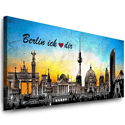 Julia-Art Leinwandbilder - 120 mal 50 cm Bild Berlin City, Skyline Wandbilder sind fertig gerahmt - Verschiedene Motive - Kunstdrucke XXL Panorama Be-01-23 von Julia-Art Leinwandbilder