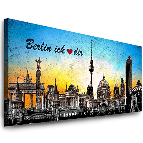 Julia-Art Leinwandbilder - 80 mal 30 cm Bild Berlin City, Skyline Wandbilder sind fertig gerahmt - Verschiedene Motive - Kunstdrucke XXL Panorama Be-01-21 von Julia-Art Leinwandbilder