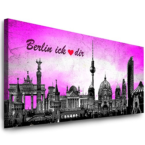 Julia-Art Leinwandbilder - 80 mal 30 cm Bild Berlin City, Skyline Wandbilder sind fertig gerahmt - verschiedene Motive - Kunstdrucke XXL Panorama Be-01-26 von Julia-Art Leinwandbilder