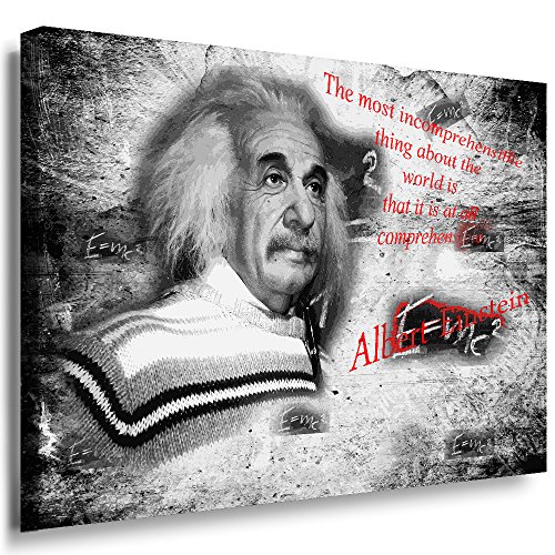 Julia-Art Leinwandbilder - Albert Einstein Bild 1 teilig - 100 mal 70 cm Leinwand auf Rahmen - sofort aufhängbar Wandbild XXL - Kunstdrucke QN03-5 von Julia-Art Leinwandbilder