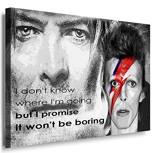 Julia-Art Leinwandbilder - David Bowie Bild 1 teilig - 120 mal 80 cm Leinwand auf Rahmen - sofort aufhängbar Wandbild XXL - Kunstdrucke QN50-6 von Julia-Art Leinwandbilder