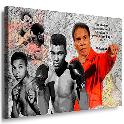 Julia-Art Leinwandbilder - Muhammad Ali Boxer Aller Zeiten Bild 1 teilig - 100 mal 70 cm Leinwand auf Rahmen - sofort aufhängbar Wandbild XXL - Kunstdrucke QN47-5 von Julia-Art Leinwandbilder