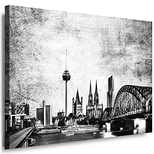 Julia-Art Leinwandbilder Skyline - Bild Köln - Wandbild fertig gerahmt - 70 mal 50 cm XXL Kunstdruck - Stadt Leinwand Motive - Verschiedene Varianten Ko-01-10 von Julia-Art Leinwandbilder