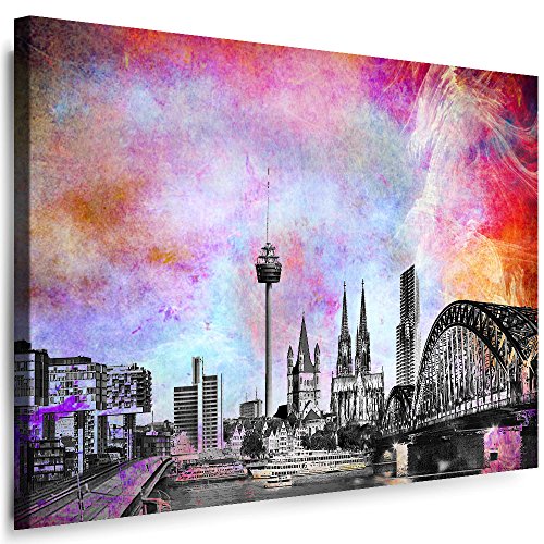 Julia-Art Leinwandbilder Skyline - Bild Köln - Wandbild fertig gerahmt - 80 mal 60 cm XXL Kunstdruck - Stadt Leinwand Motive - Verschiedene Varianten Ko-01-4 von Julia-Art Leinwandbilder