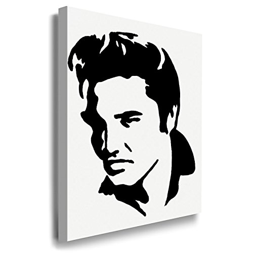 Leinwand Bilder Julia-Art I Bild Elvis Presley Porträt I Schwarz-Weiß SW15 Kunstdruck 81 x 61 cm + XXL Wandbild mit Keilrahmen Fertigbild von Julia-Art Leinwandbilder