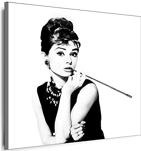 Julia-Art Bilder - Audrey Hepburn Leinwandbild - 100x100cm Wandbild - Film Retro Model Kunstdruck Fertigbild sofort aufhängbar von Julia-Art
