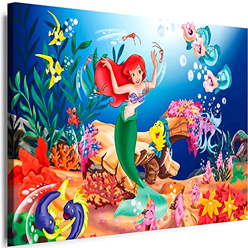 Julia-Art - Bilder Film Cartoons Tiere Kinder Meerjungfrau Fische 100 x 70 cm LeinWandBilder XXL - 1 Teilige WandBilder Art 3D Modern Kunstdrucke w-a-2063-64 von Julia-Art