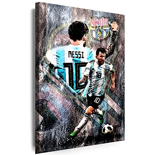 Julia-Art - Bilder Lionel Messi Fußball 100 x 70 cm Leinwandbilder XXL - 1 Teilige Wandbilder Kunstdrucke w-a-2064-16 von Julia-Art