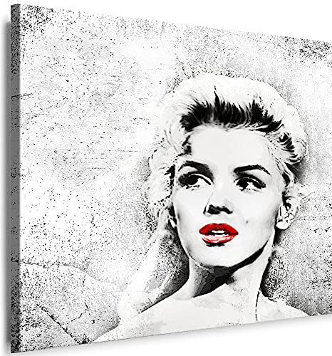 Julia-Art Bilder - Marilyn Monroe Leinwandbild - 40x40cm Wandbild - Film Retro Model Kunstdruck Fertigbild sofort aufhängbar von Julia-Art