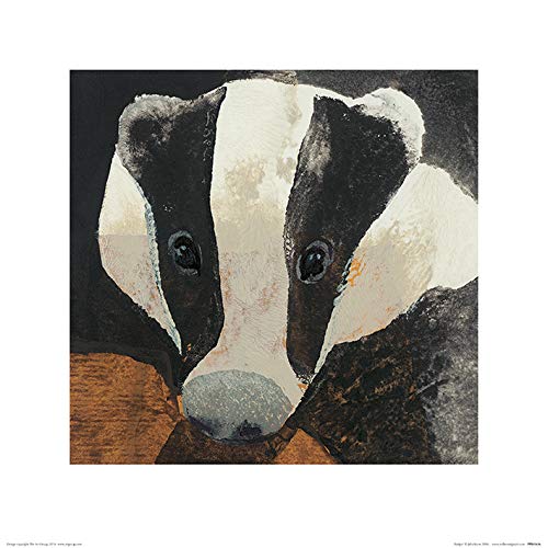 Julia Burns "Badger 40 x 40cm Kunstdruck von Julia Burns