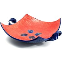 Keramik Teller, Keramik-Platte, Rote Und Blaue Platte, Platte Mit Griffen von JuliaElizabethDesign