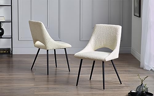 Julian Bowen 2er-Set Esszimmerstühle Iris Boucle, Elfenbein, 84 x 61 x 52 von Julian Bowen