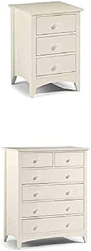 Julian Bowen Cameo Bedside & 4+2 Drawer Chest Bundle, Stone White von Julian Bowen