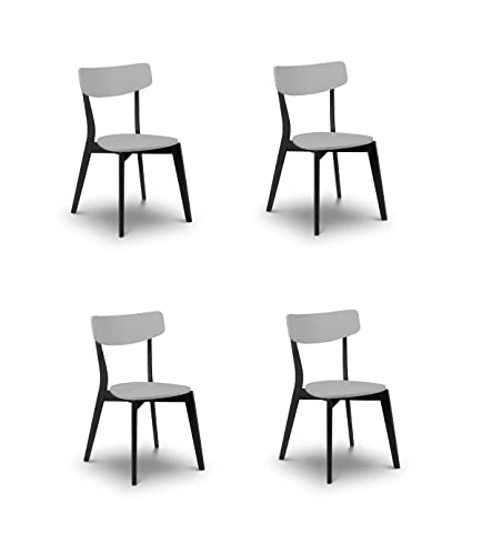 Julian Bowen Casa Esszimmerstühle, Grau/Schwarz, 4 Stück, Rahmen aus lackiertem MDF und Gummiholz, Einheitsgröße von Julian Bowen