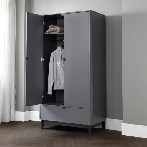 Julian Bowen Chloe Kleiderschrank mit 2 Türen und 1 Schublade, Sturmgrau Julian Bowen Chloe Kleiderschrank mit 2 Türen und 1 Schublade, Sturmgrau von Julian Bowen