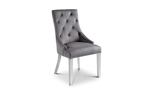 Julian Bowen Dining Chair, Metall, Grey Velvet, One Size von Julian Bowen