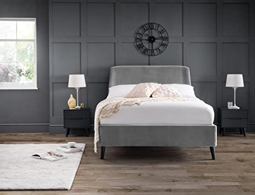 Julian Bowen Frida Curved Velvet Kingsize-Bett, 150 cm, Grau von Julian Bowen