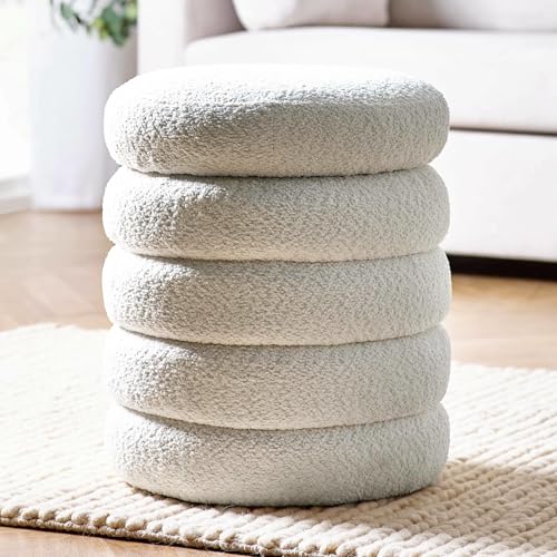 Julian Bowen Hailey Bouclé Polsterhocker, 40 cm, elfenbeinfarben von Julian Bowen
