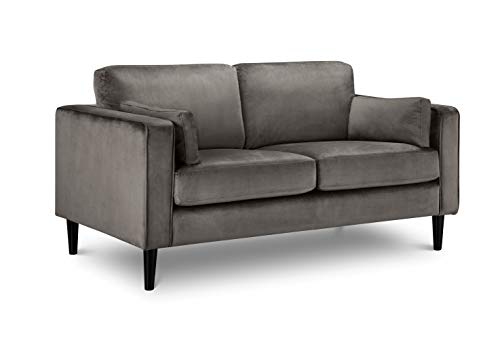 Julian Bowen Hayward 2-Sitzer-Sofa, Holzrahmen mit Schaum- und Stoffpolsterung, Grey Velvet, Zweisitzer von Julian Bowen