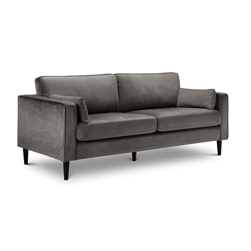 Julian Bowen Hayward 3 Sofa, Holzrahmen mit Schaum- und Stoffpolsterung, Grey Velvet, DREI Sitze von Julian Bowen