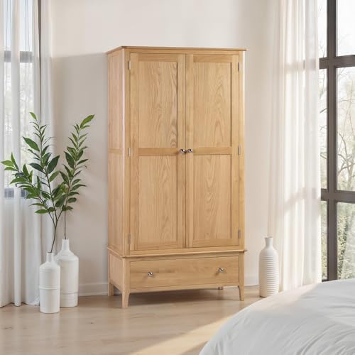 Julian Bowen Kleiderschrank mit 2 Türen und 1 Schublade, Holz, Eiche, Einheitsgröße, COT104 von Julian Bowen