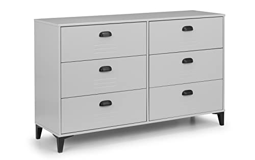 Julian Bowen Lakers Locker Kommode mit 6 Schubladen, Grau, Metall, 6 Drawer von Julian Bowen