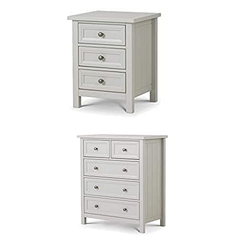 Julian Bowen Maine Bedside & 3+2 Drawer Chest Bundle, Dove Grey von Julian Bowen