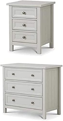 Julian Bowen Maine Bedside & 3 Drawer Chest Bundle, Dove Grey von Julian Bowen