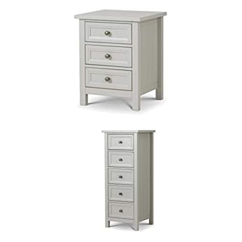 Julian Bowen Maine Bedside & 5 Drawer Chest Bundle, Dove Grey von Julian Bowen