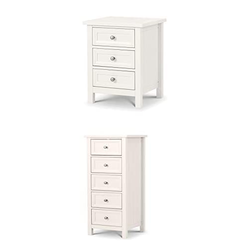 Julian Bowen Maine Bedside & 5 Drawer Chest Bundle, Surf White von Julian Bowen