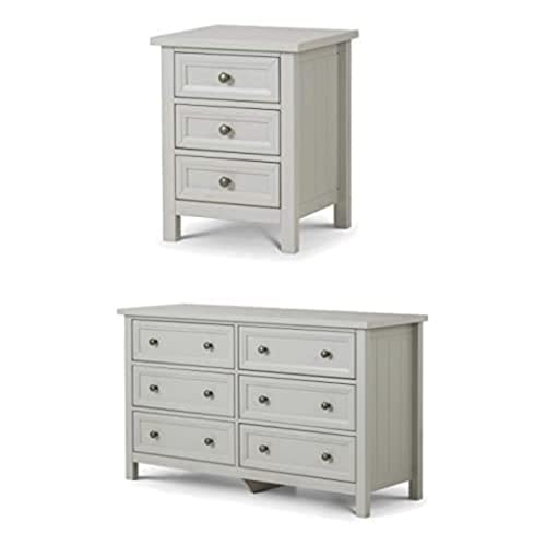 Julian Bowen Maine Bedsides & 6 Drawer Chest Bundle, Dove Grey von Julian Bowen