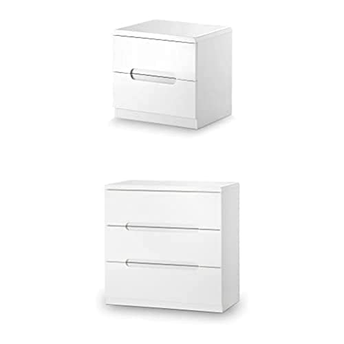 Julian Bowen Manhattan Bedside & 3 Drawer Chest Bundle, White von Julian Bowen