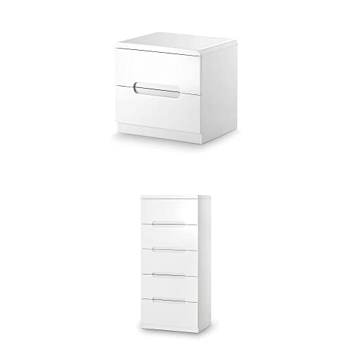 Julian Bowen Manhattan Bedside & 5 Drawer Chest Bundle, White von Julian Bowen