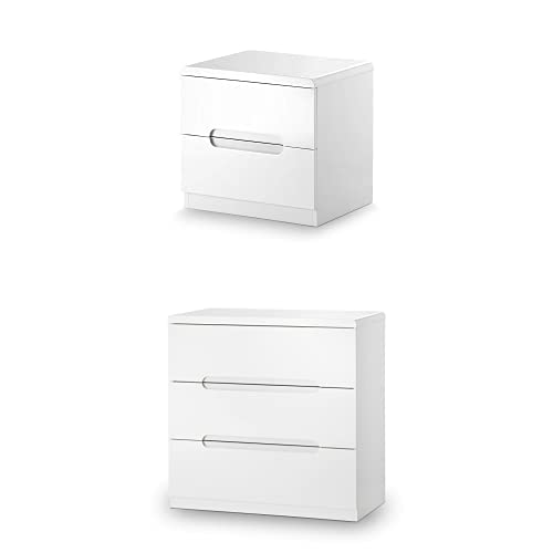 Julian Bowen Manhattan Bedsides & 3 Drawer Chest Bundle, White von Julian Bowen