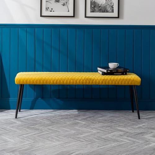 Julian Bowen Luxe Low Bench, Senfgelb, Höhe: 47, Breite: 140, Tiefe: 37cm von Julian Bowen