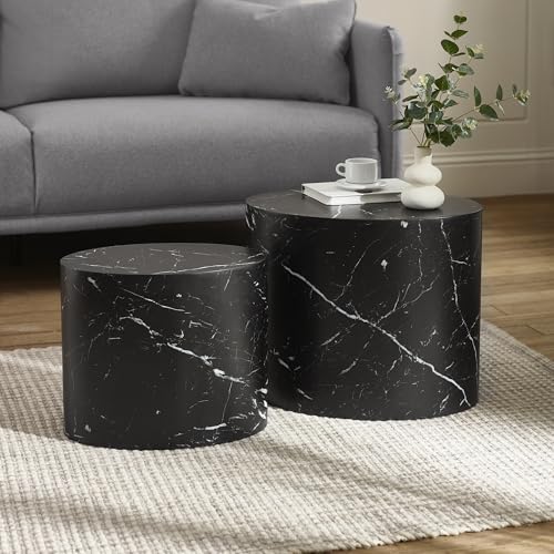 Julian Bowen Toba Set mit 2 schwarzen Tischen in Marmor-Optik von Julian Bowen