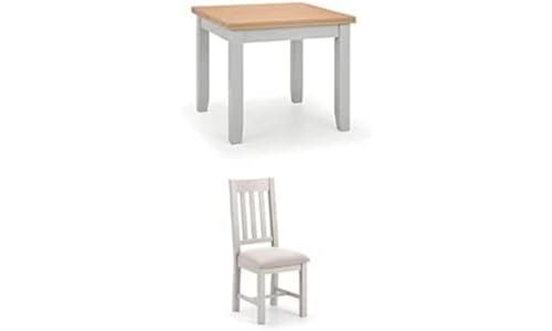 Julian Bowen Set of Richmond Flip-Top Table & 4 Chairs, Oak & Elephant Grey, von Julian Bowen